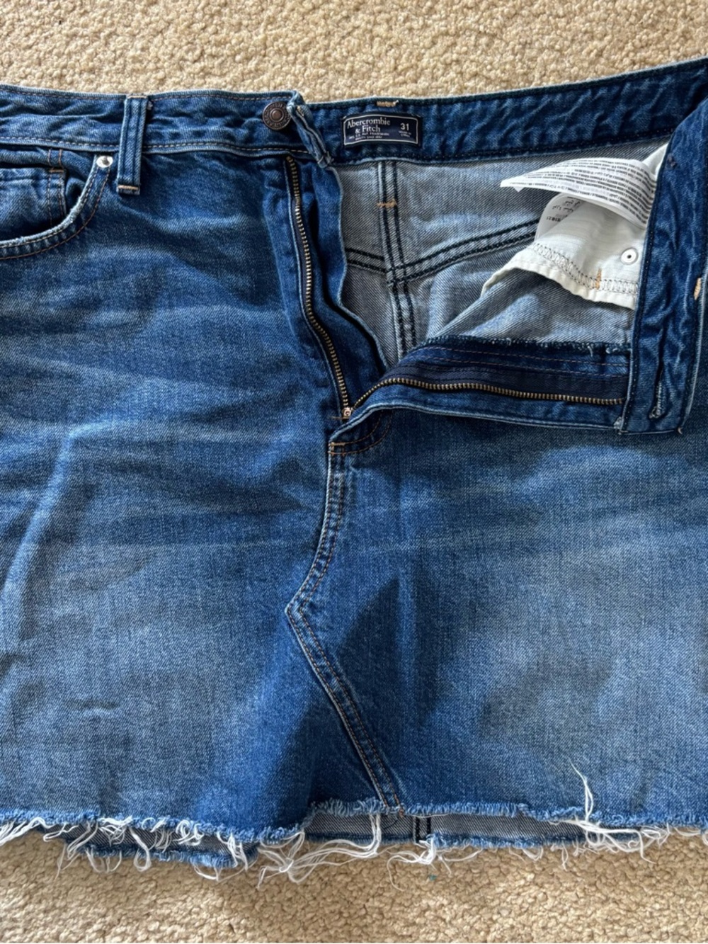 Abercrombie & Fitch Distressed Blue Denim Mini Skirt